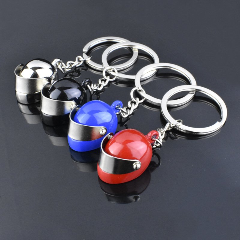 Metal Cartoon Motorcycle Helmet Keychain/helmet Key Chain