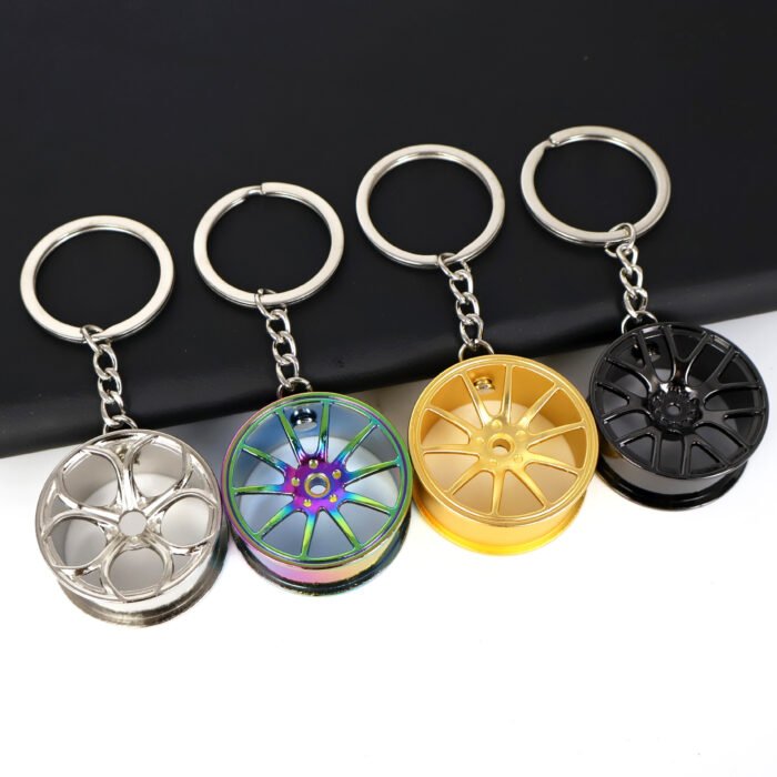 Promotional Souvenir Custom Metal Car Wheel Steering Keychain Charms - Image 2