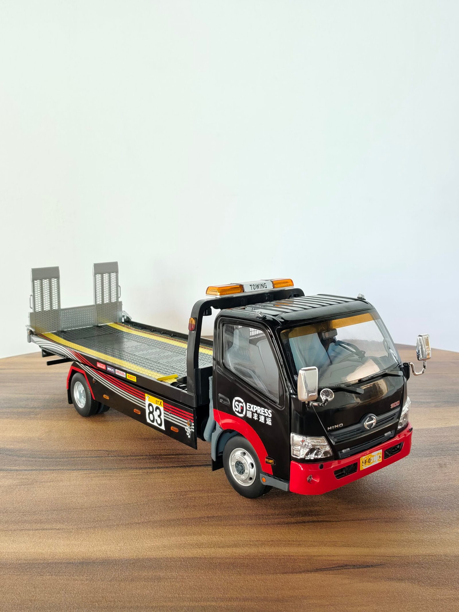 Hino 300 SF Express Flatbed Tow Truck 1/18 Black - Image 4