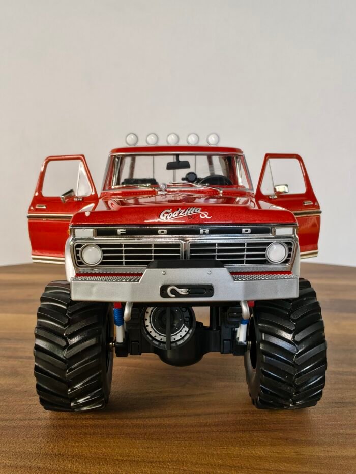 Godzilla 1974 Ford F-250 Monster Truck w/ 48-inch Tires (Red) Scale 1/18 - Image 8